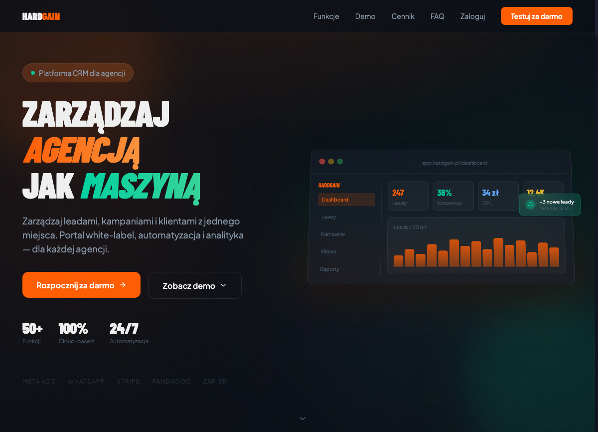 app.hardgain.pl — CRM dla agencji