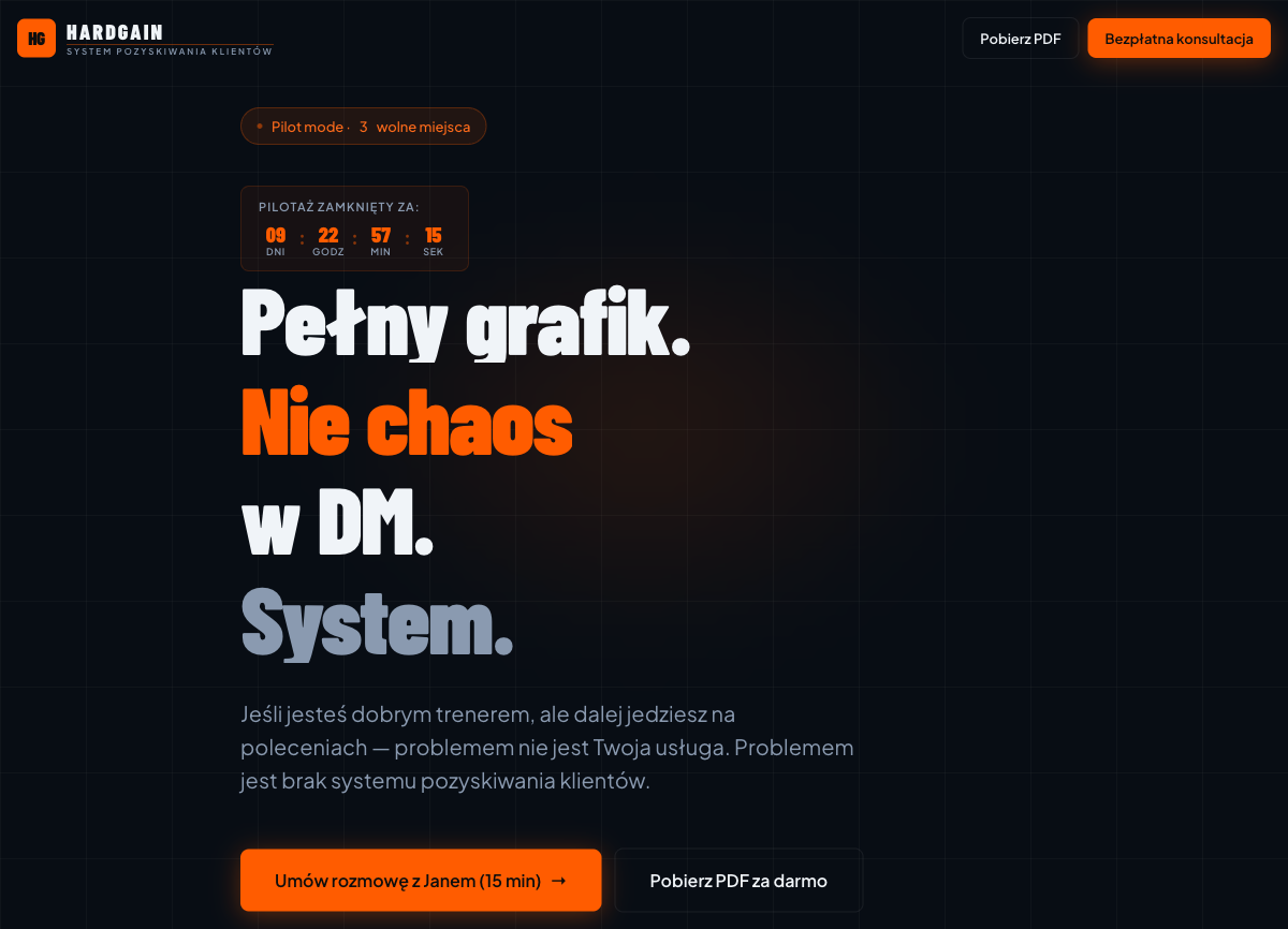 hardgain.pl — System pozyskiwania klientow